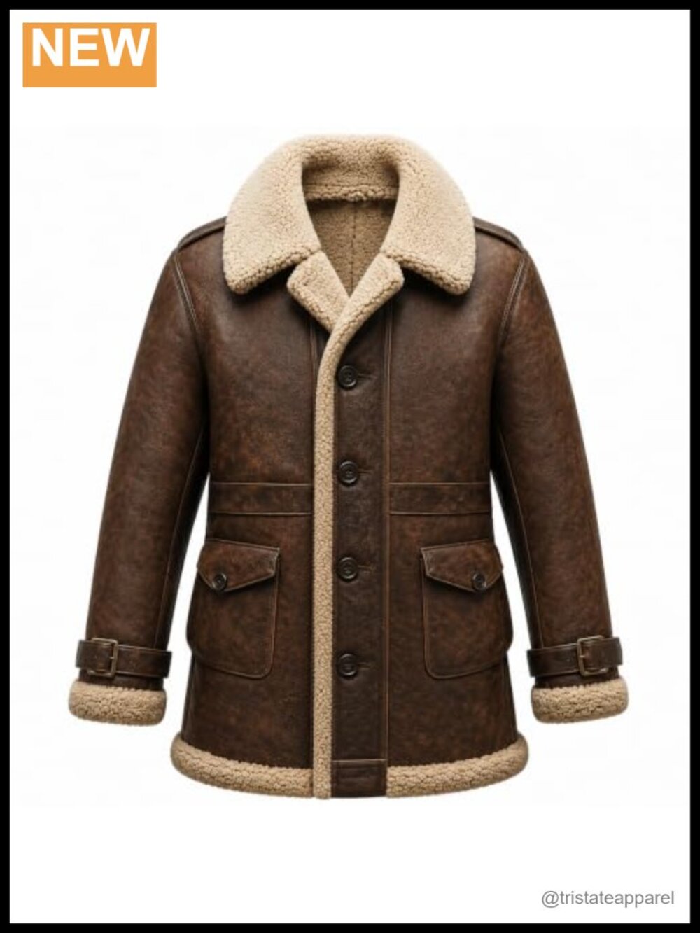 Genuine Sheepskin Leather B3 Bomber Aviator Jacket Men's Shearling Coat